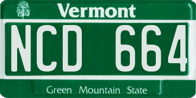 VT license plate NCD664