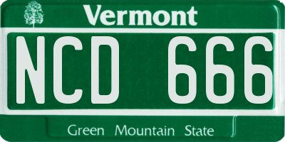 VT license plate NCD666
