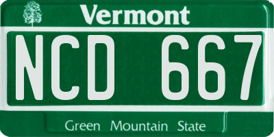 VT license plate NCD667