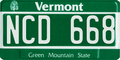 VT license plate NCD668