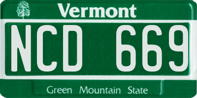 VT license plate NCD669