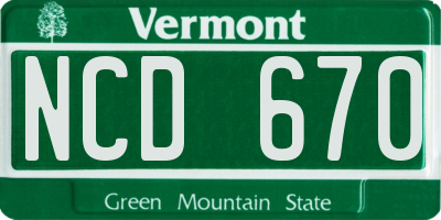 VT license plate NCD670