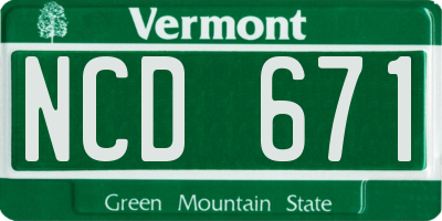 VT license plate NCD671