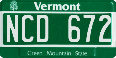 VT license plate NCD672