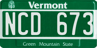 VT license plate NCD673