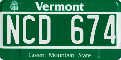 VT license plate NCD674