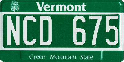 VT license plate NCD675