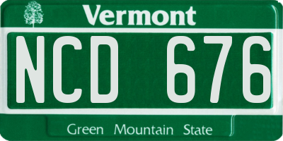 VT license plate NCD676