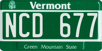 VT license plate NCD677