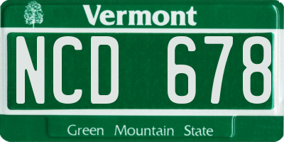 VT license plate NCD678