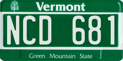 VT license plate NCD681