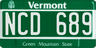 VT license plate NCD689