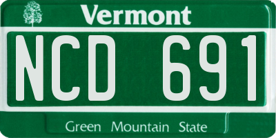 VT license plate NCD691