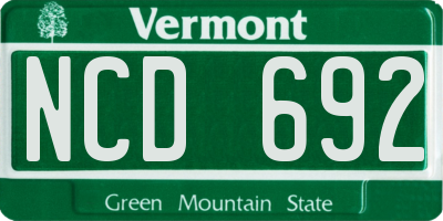 VT license plate NCD692