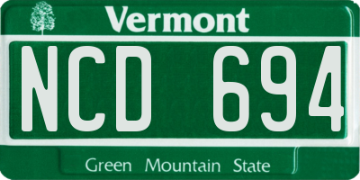 VT license plate NCD694