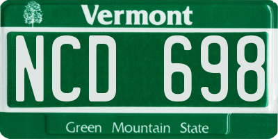 VT license plate NCD698
