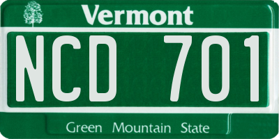 VT license plate NCD701