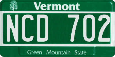 VT license plate NCD702