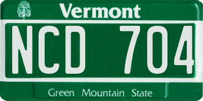 VT license plate NCD704