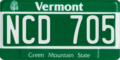 VT license plate NCD705