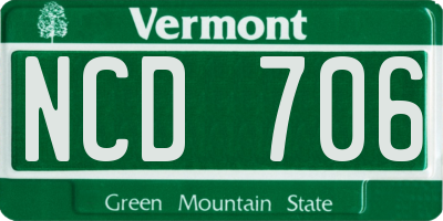 VT license plate NCD706