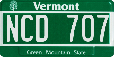 VT license plate NCD707