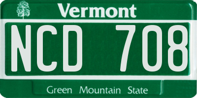 VT license plate NCD708