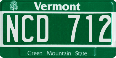 VT license plate NCD712