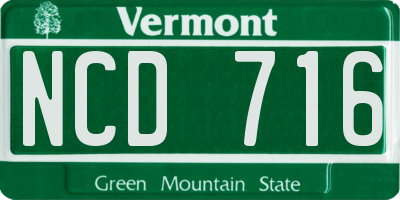 VT license plate NCD716