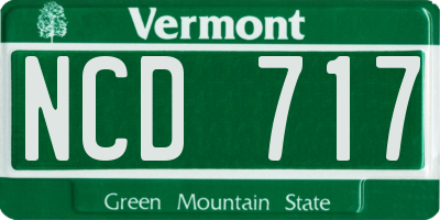 VT license plate NCD717