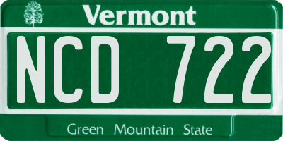 VT license plate NCD722