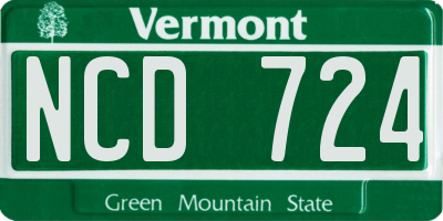 VT license plate NCD724