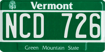 VT license plate NCD726