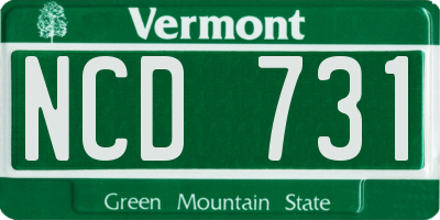 VT license plate NCD731