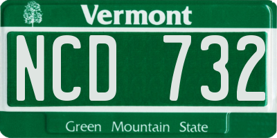 VT license plate NCD732