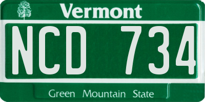 VT license plate NCD734
