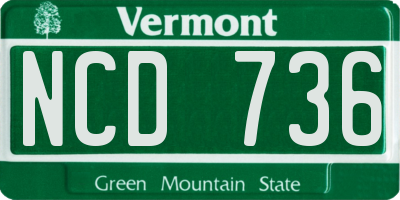 VT license plate NCD736