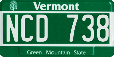 VT license plate NCD738