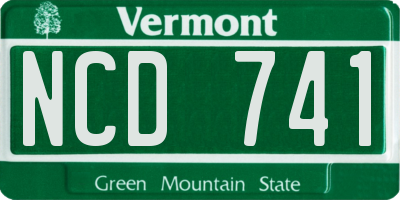 VT license plate NCD741