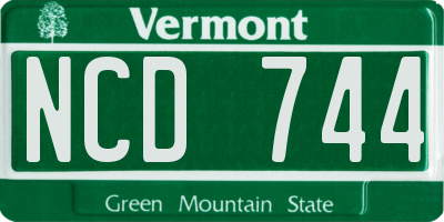 VT license plate NCD744