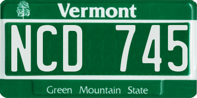 VT license plate NCD745
