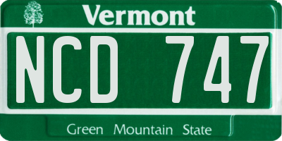 VT license plate NCD747