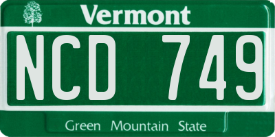 VT license plate NCD749