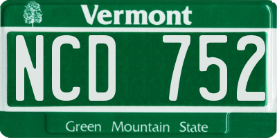 VT license plate NCD752