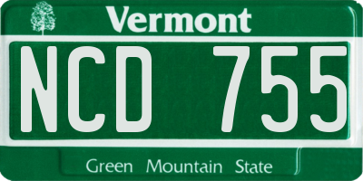 VT license plate NCD755