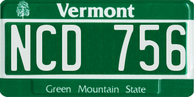 VT license plate NCD756