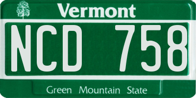 VT license plate NCD758