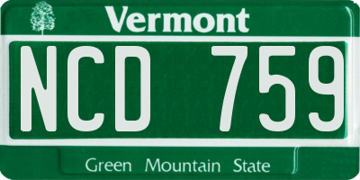 VT license plate NCD759