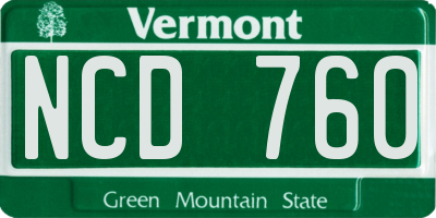 VT license plate NCD760