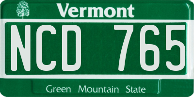 VT license plate NCD765